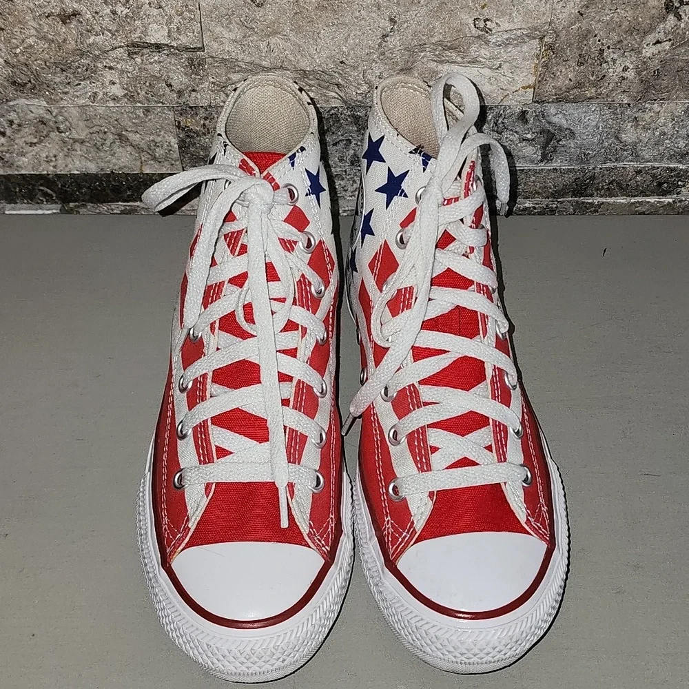Converse All Star Red White and Blue Star High-Top Sneakers